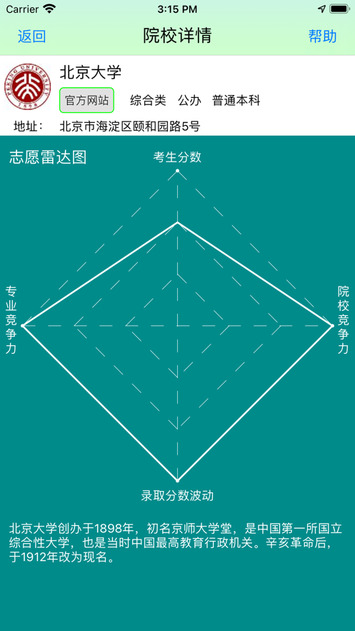 高考志愿雷达苹果版软件截图