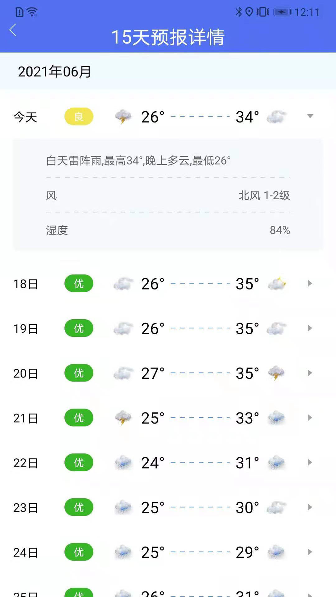 朝夕天气预报安卓版软件截图